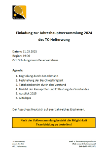 Jahreshauptversammlung am 31. März 2025